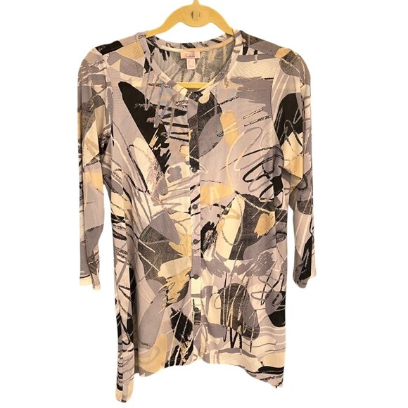 Loco Layers Womens Abstract Print Cardigan S 92% Nylon/8% Spandex - Picture 1 of 5